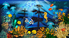 Fondo de pantalla submarino barco hundido. ilustración vectorial | Ilustración vectorial