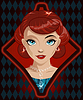 Vector clipart: Diamond ace poker girl , art deco, vector illustration