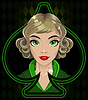 Vector clipart: Spade ace poker girl , art deco, vector illustration