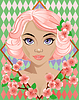 Vector clipart: Spring season card with woman in style art deco, vector