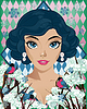 Winter season card with woman in style art deco, vector