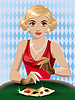 Vector clipart: Casino  poker girl , art deco card, vector illustration