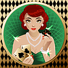 Vector clipart: Casino girl with dice and Pocket Aces , art deco vip ca
