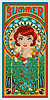 Vector clipart: Summer season card with young girl in style art deco, v