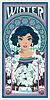Vector clipart: Winter season card with girl in style art deco, vector 