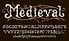 Vintage Western font alphabet, retro royal type