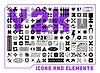 Retro Y2K shape icons, abstract graphic elements