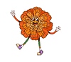 Personaje de flor de caléndula hippie groovy de dibujos animados | Ilustración vectorial