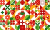 Vector clipart: Berry fruits geometric pattern, food background
