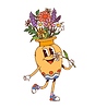 Vector clipart: Cartoon groovy hippie flower vase y2k character