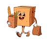 Vector clipart: Happy cartoon groovy delivery cardboard character