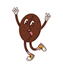 Cartoon groovy coffee bean retro y2k character