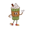 Cartoon groovy dessert character of milkshake