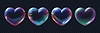 Soap heart bubble, transparent rainbow shapes