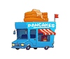 Cartoon pancake food truck car, foodtruck van