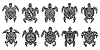 Tribal sea turtle animal Maori tattoo set