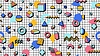 Vector clipart: Abstract Memphis seamless pattern with shapes