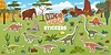 Prehistoric cartoon dinosaur characters stickers