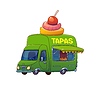 Cartoon tapas food truck car, festival street van