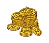 Vector clipart: Cartoon st Patrick day golden coins with shamrocks