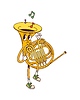 Cartoon groovy French horn musical instrument