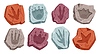 Vector clipart: Dinosaur archaeology fossil footprint dino paw set
