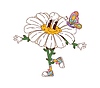 Vector clipart: Cartoon groovy daisy character with butterfly