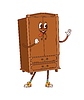 Vector clipart: Cartoon groovy wardrobe furniture y2k character