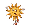 Cartoon groovy Wild west western sun character