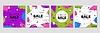 Sale Memphis banners set. square templates
