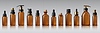 Realistic amber glass bottles, cosmetic containers
