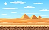 8bit pixel Egypt pyramids landscape, sand dunes