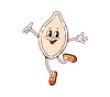 Vector clipart: Cartoon groovy pumpkin seed character jumping