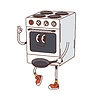 Vector clipart: Cartoon groovy stove kitchen appliance character