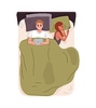 Couple in bed with gadgets, relationships scene