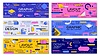 Vector clipart: Banners with geometric Memphis patterns or shapes