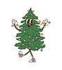 Cartoon groovy hippie Christmas tree character