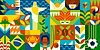 Vector clipart: Geometric brazil pattern with national elements