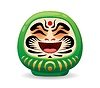 Cartoon Japanese green cheerful daruma doll