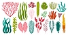 Vector clipart: Seaweeds, corals or sea algae, underwater plants