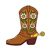 Bota vaquera groovy western, artículo hippie del salvaje oeste | Ilustración vectorial