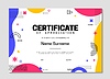 Diploma certificate template with geometric shapes