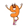 Vector clipart: Groovy math number nine cartoon digit character