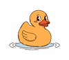 Retro cartoon groovy rubber duck kid toy character