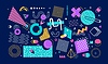 Vector clipart: 90s pop art retro element shapes background