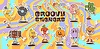 Vector clipart: Cartoon groovy retro characters stickers pack