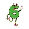 Vector clipart: Groovy number 6, cartoon funny math character