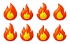 Vector clipart: 3D fire flame icons set, burning blaze