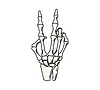 Vector clipart: Cartoon groovy Halloween skeleton hand V symbol