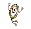 Cartoon groovy sport character with happy face